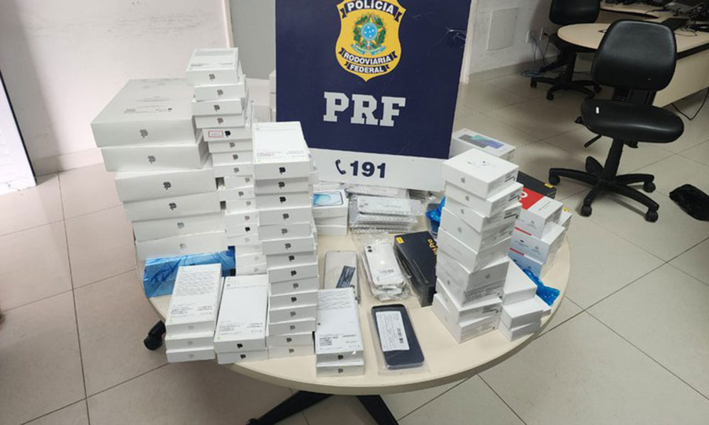 PRF apreende mais de 160 aparelhos eletrônicos transportados ilegalmente em Vitória da Conquista