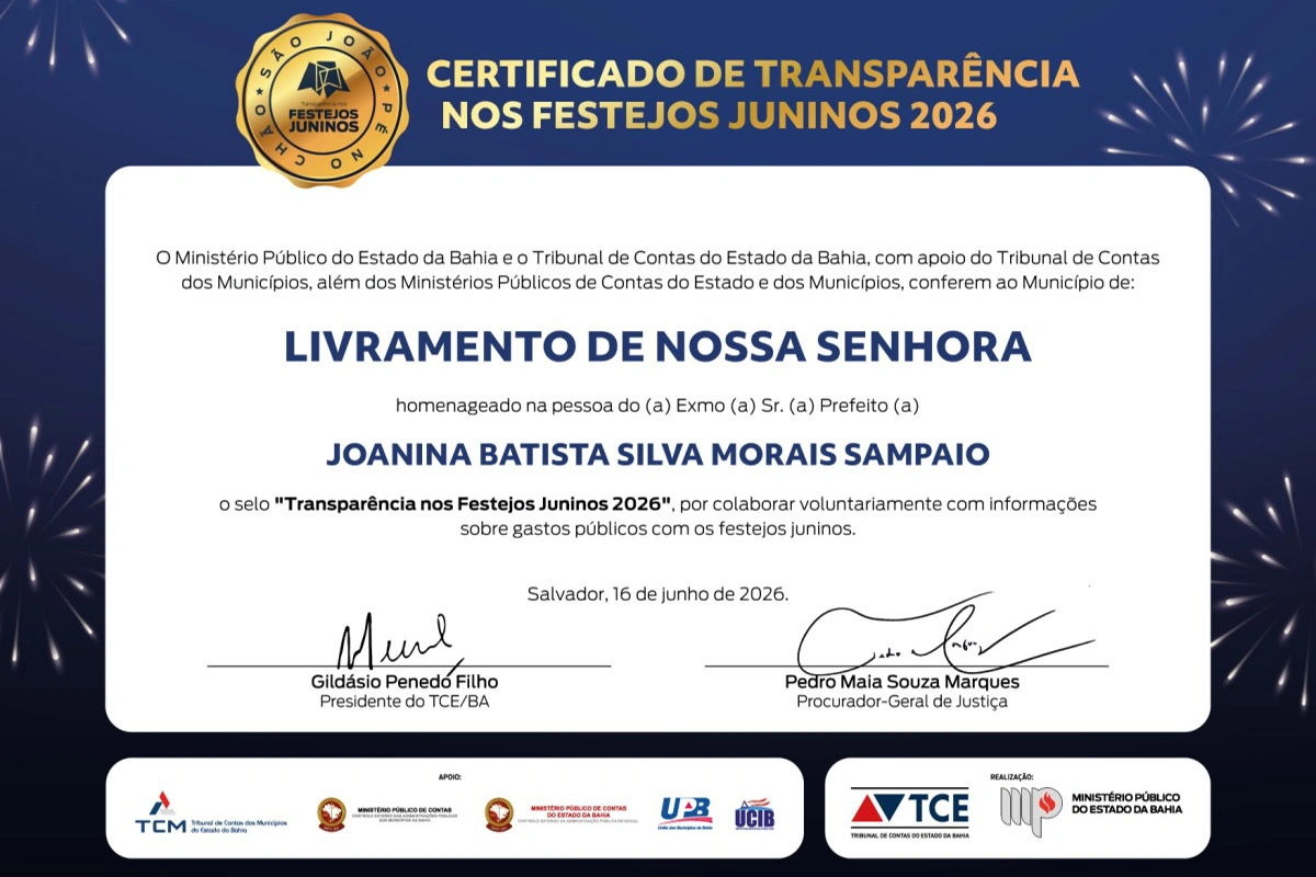 Município de Livramento Nossa Senhora é reconhecido por transparência nos gastos do São João