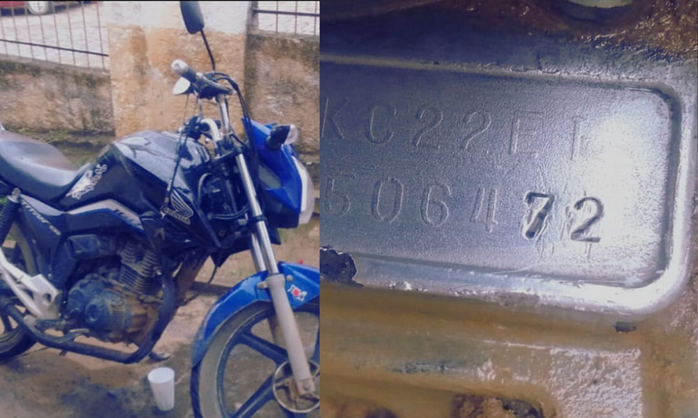 Motocicleta furtada em BH no ano de 2017 é recuperada pela PM em Encruzilhada