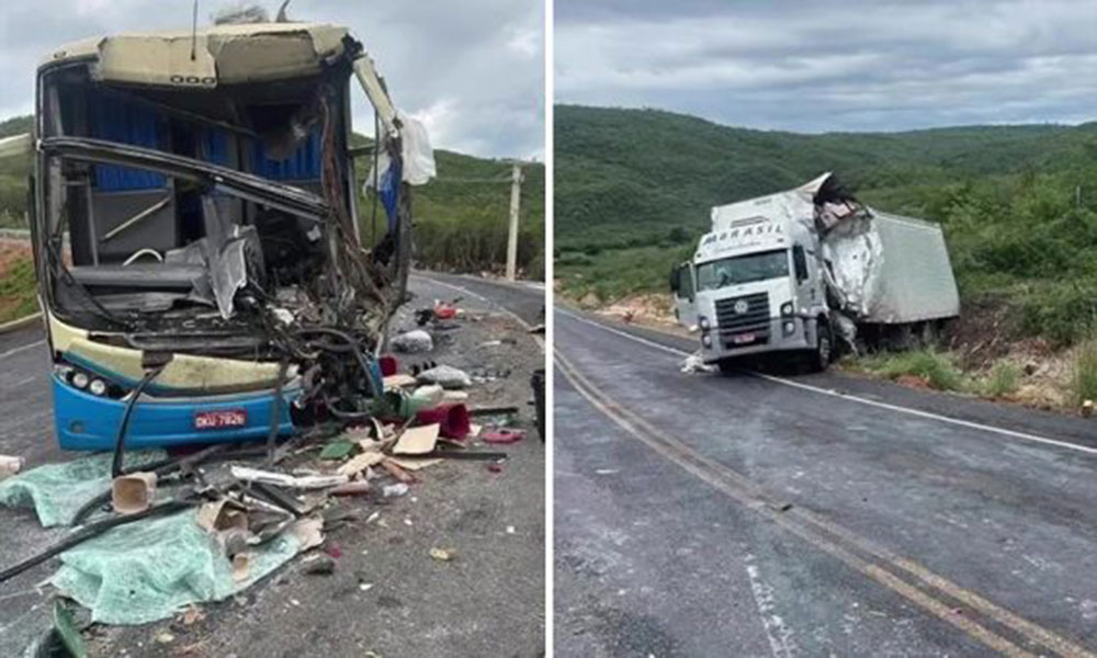 Acidente entre ônibus e carreta deixa mulher morta e vários feridos em Ibipitanga