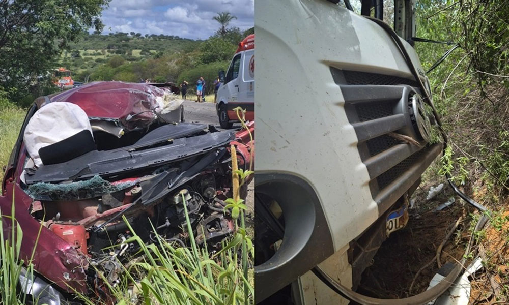 Batida entre carro caminhão mata quatro pessoas na BR-030, entre Brumado e Rio do Antônio