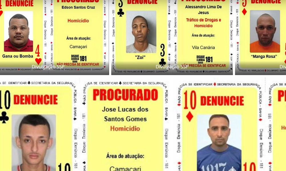 Seis criminosos são inseridos no Baralho do Crime da Segurança Pública da Bahia