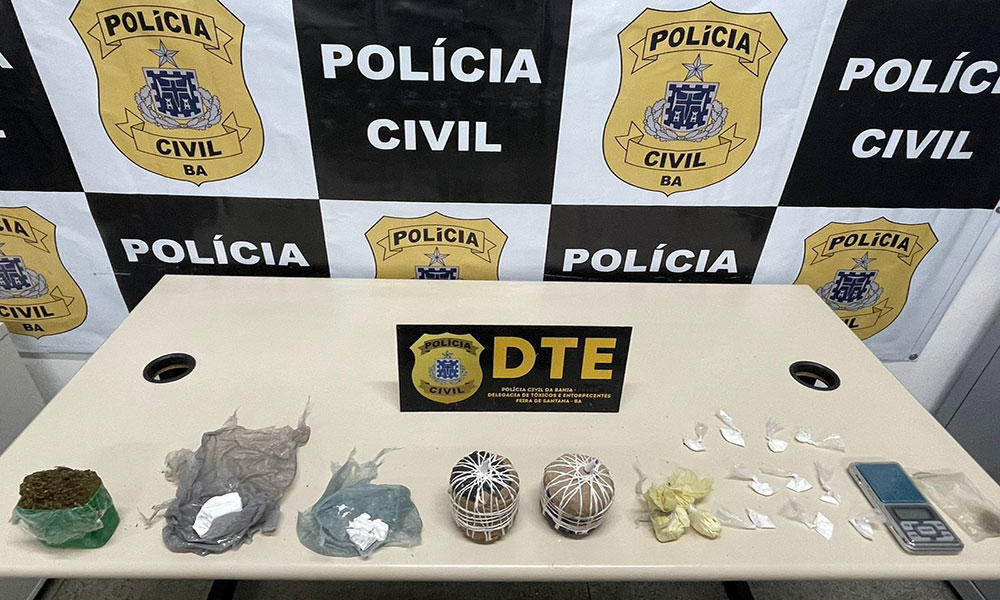 Suspeito é preso em flagrante com drogas e granadas artesanais em Feira de Santana