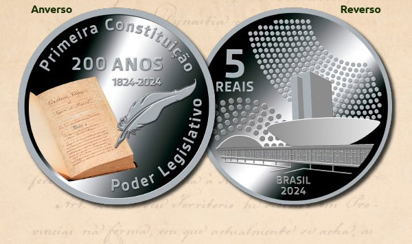 Banco Central lança moeda comemorativa dos 200 anos da primeira Constituição do Brasil